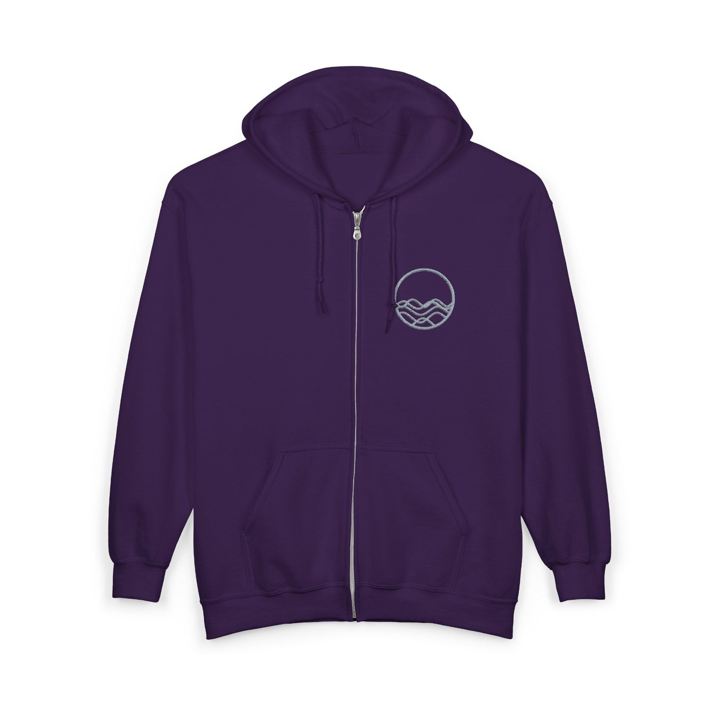 High Tide Embroidered Ocean Wave Unisex Zip Hoodie