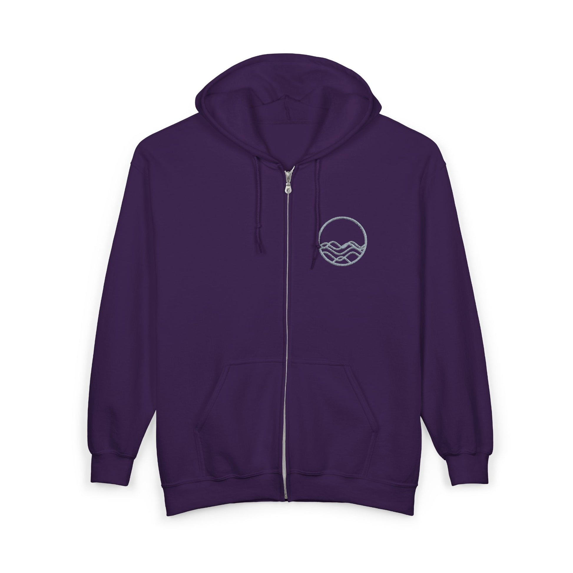 High Tide Embroidered Ocean Wave Unisex Zip Hoodie