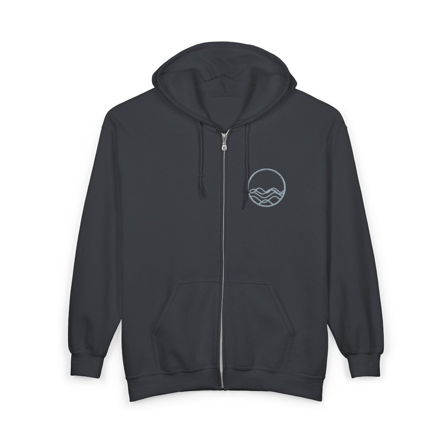 High Tide Embroidered Ocean Wave Unisex Zip Hoodie