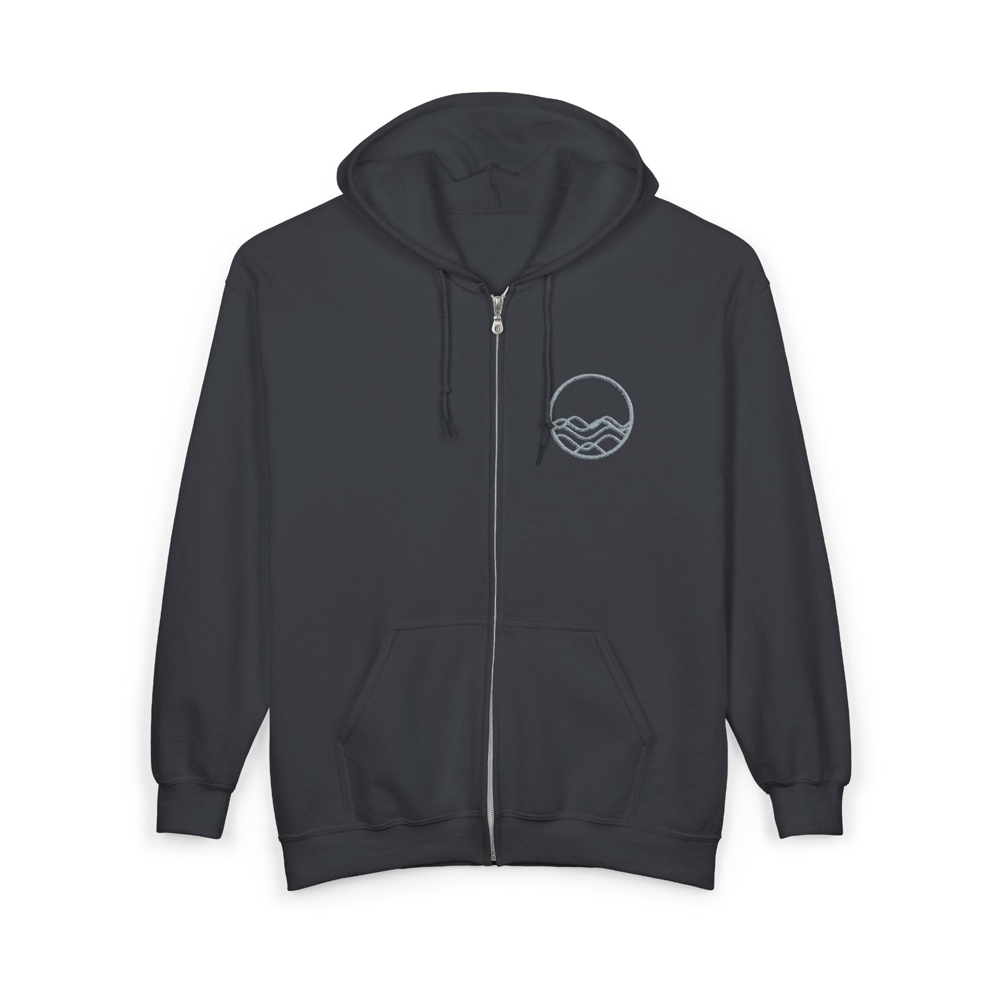 High Tide Embroidered Ocean Wave Unisex Zip Hoodie