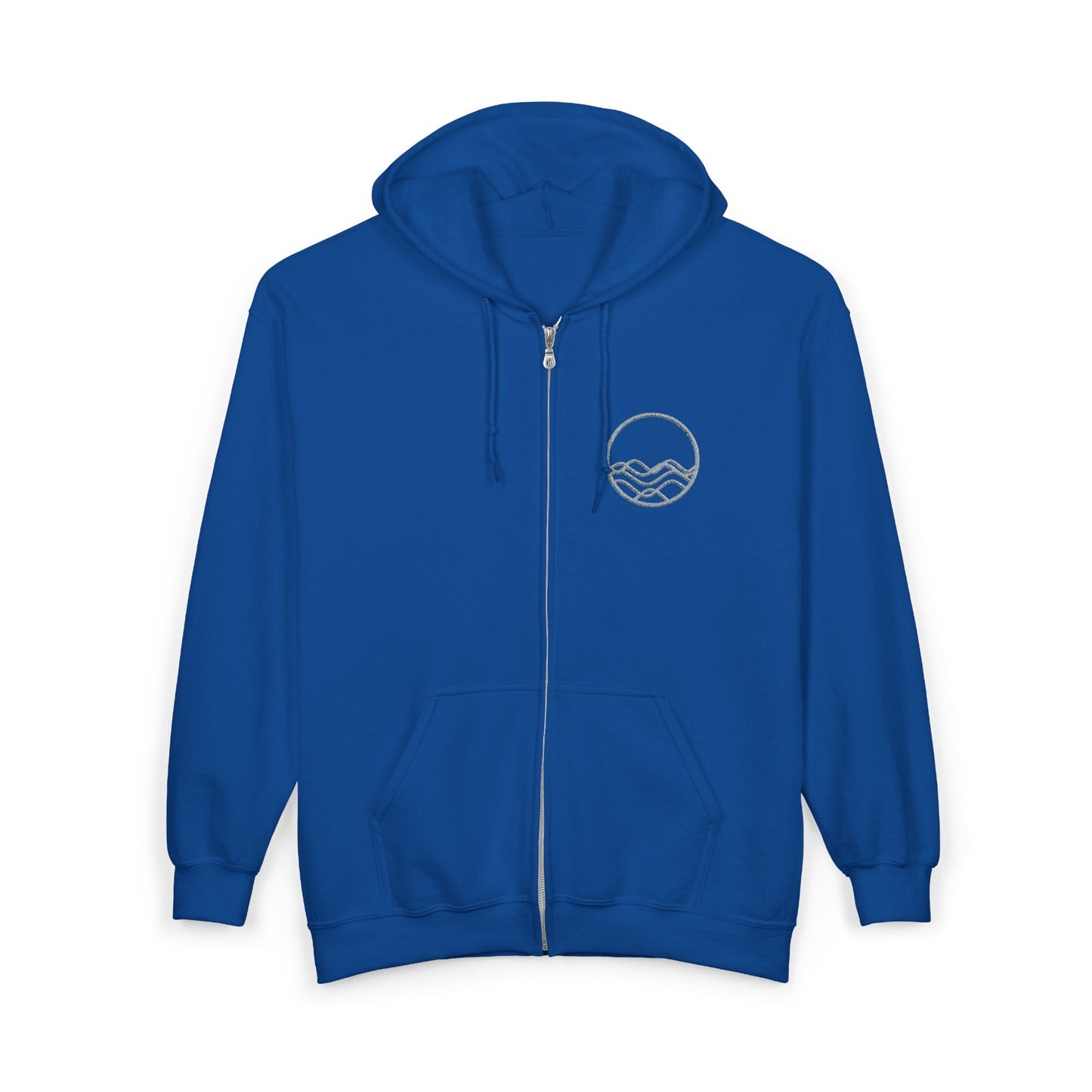 High Tide Embroidered Ocean Wave Unisex Zip Hoodie