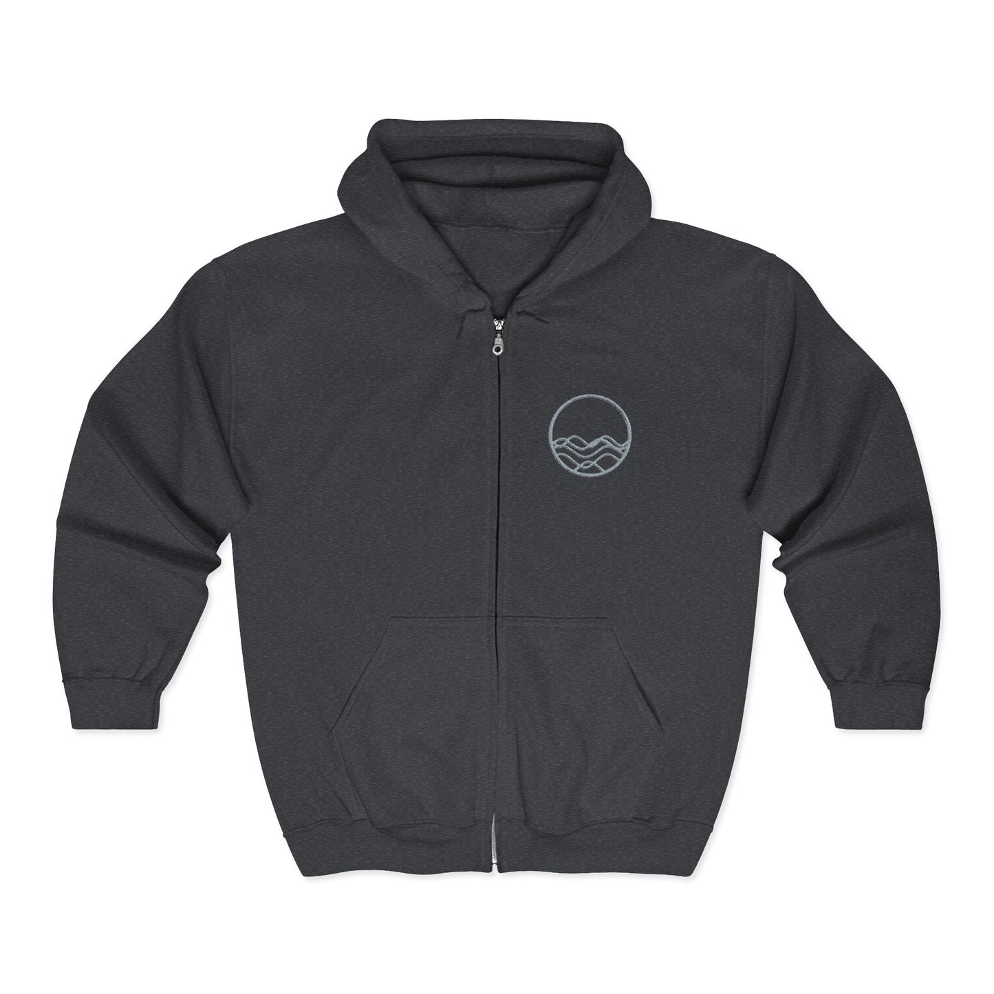 High Tide Embroidered Ocean Wave Unisex Zip Hoodie