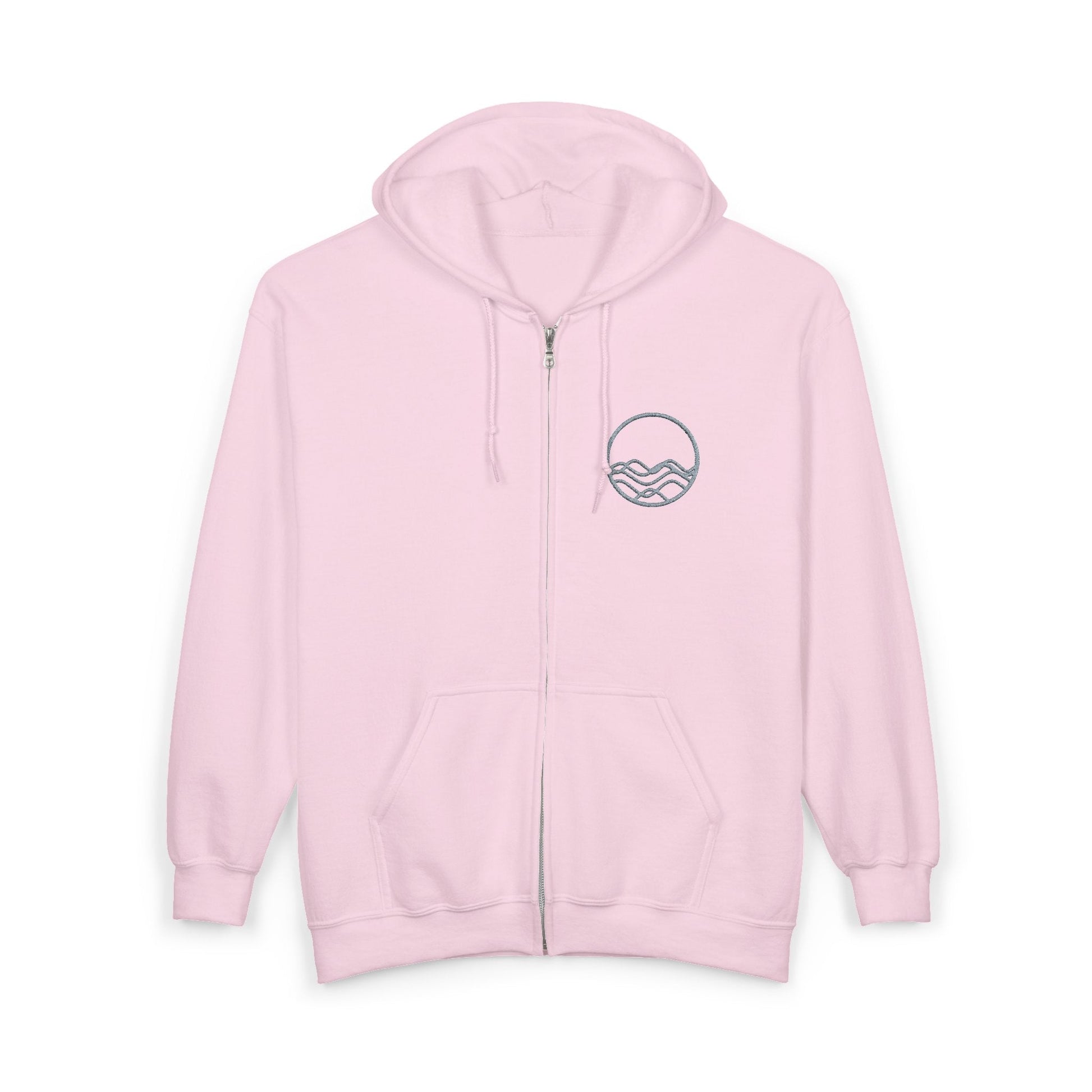 High Tide Embroidered Ocean Wave Unisex Zip Hoodie