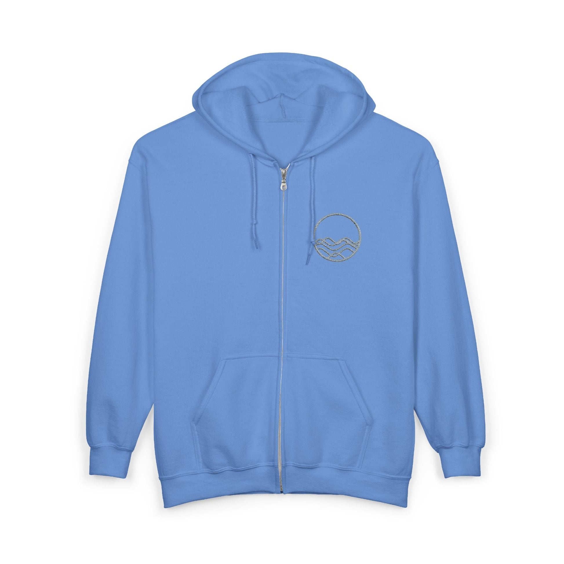 High Tide Embroidered Ocean Wave Unisex Zip Hoodie