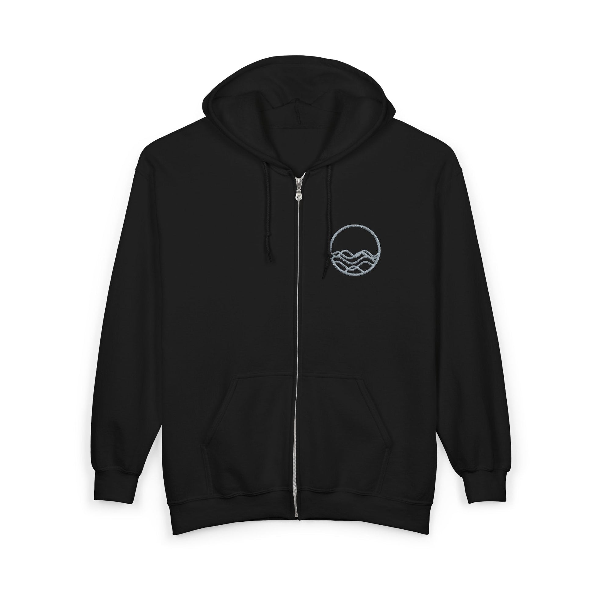 High Tide Embroidered Ocean Wave Unisex Zip Hoodie