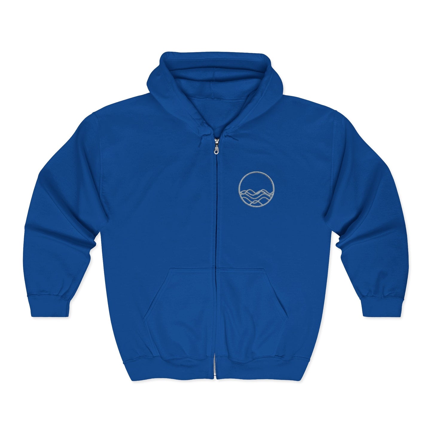 High Tide Embroidered Ocean Wave Unisex Zip Hoodie