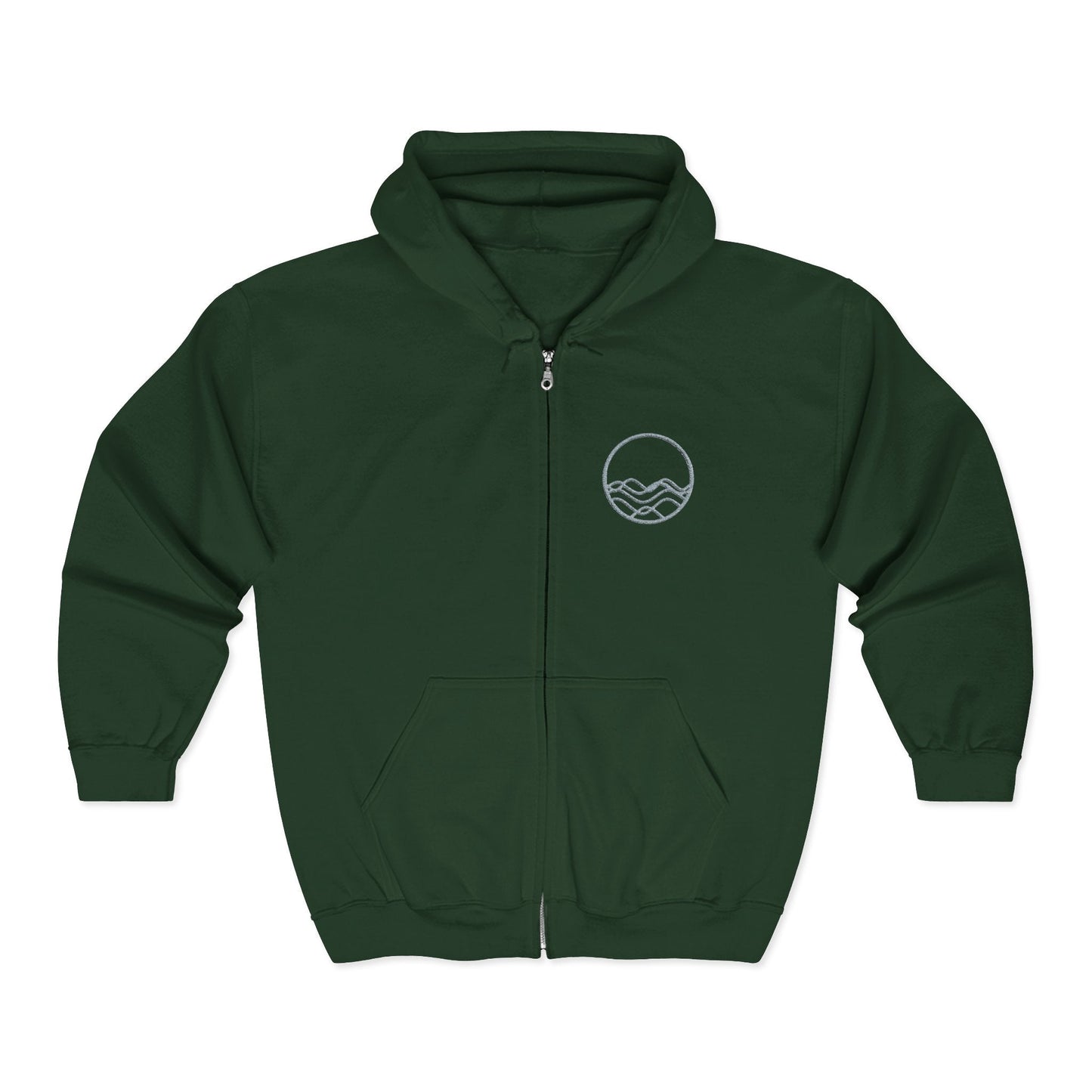 High Tide Embroidered Ocean Wave Unisex Zip Hoodie