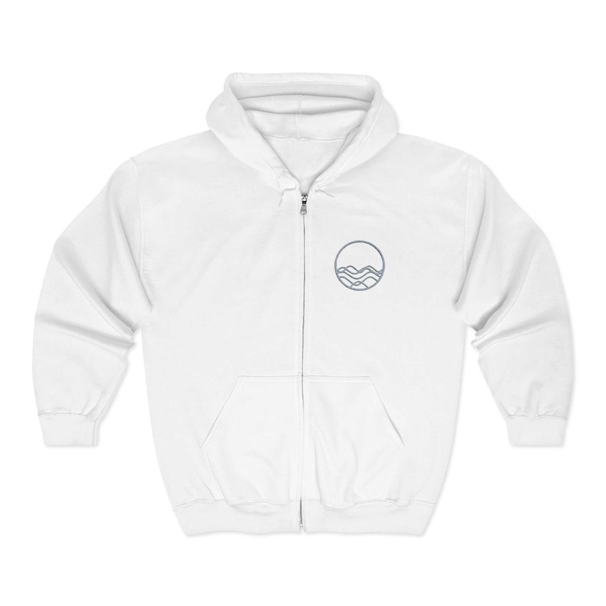 High Tide Embroidered Ocean Wave Unisex Zip Hoodie