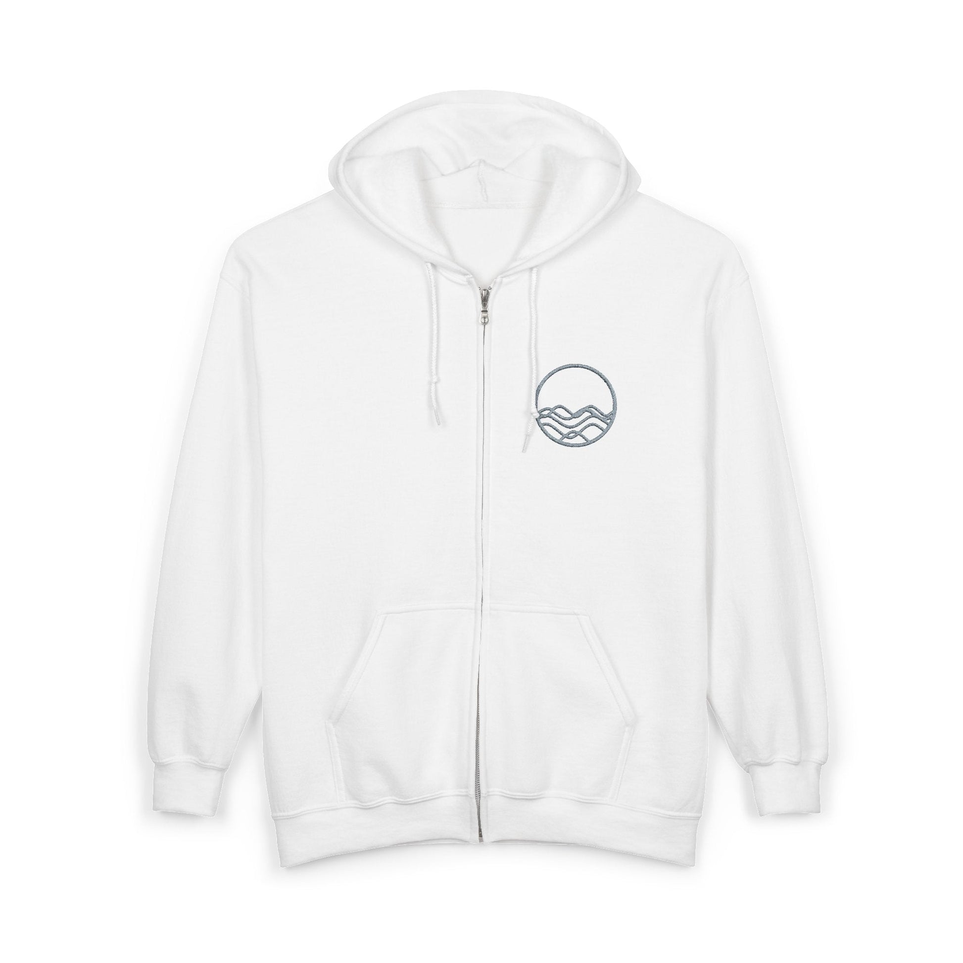 High Tide Embroidered Ocean Wave Unisex Zip Hoodie