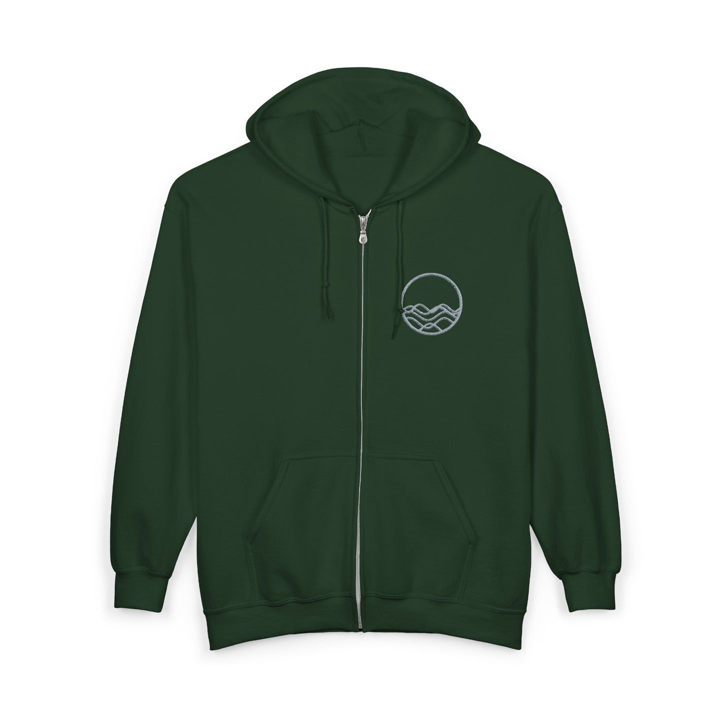 High Tide Embroidered Ocean Wave Unisex Zip Hoodie