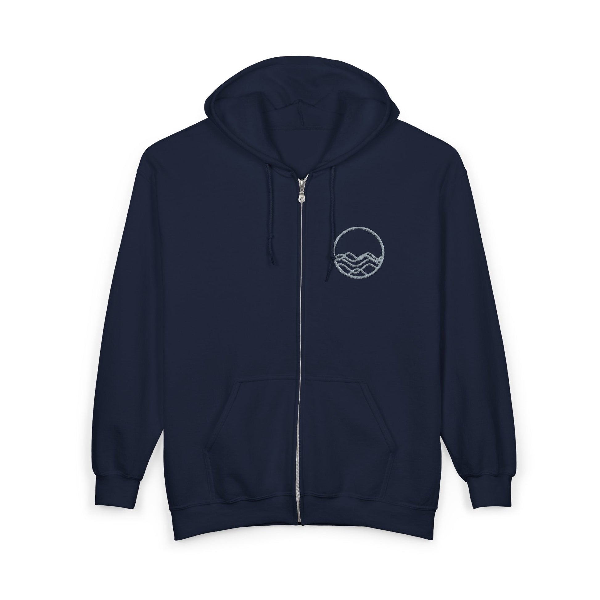 High Tide Embroidered Ocean Wave Unisex Zip Hoodie