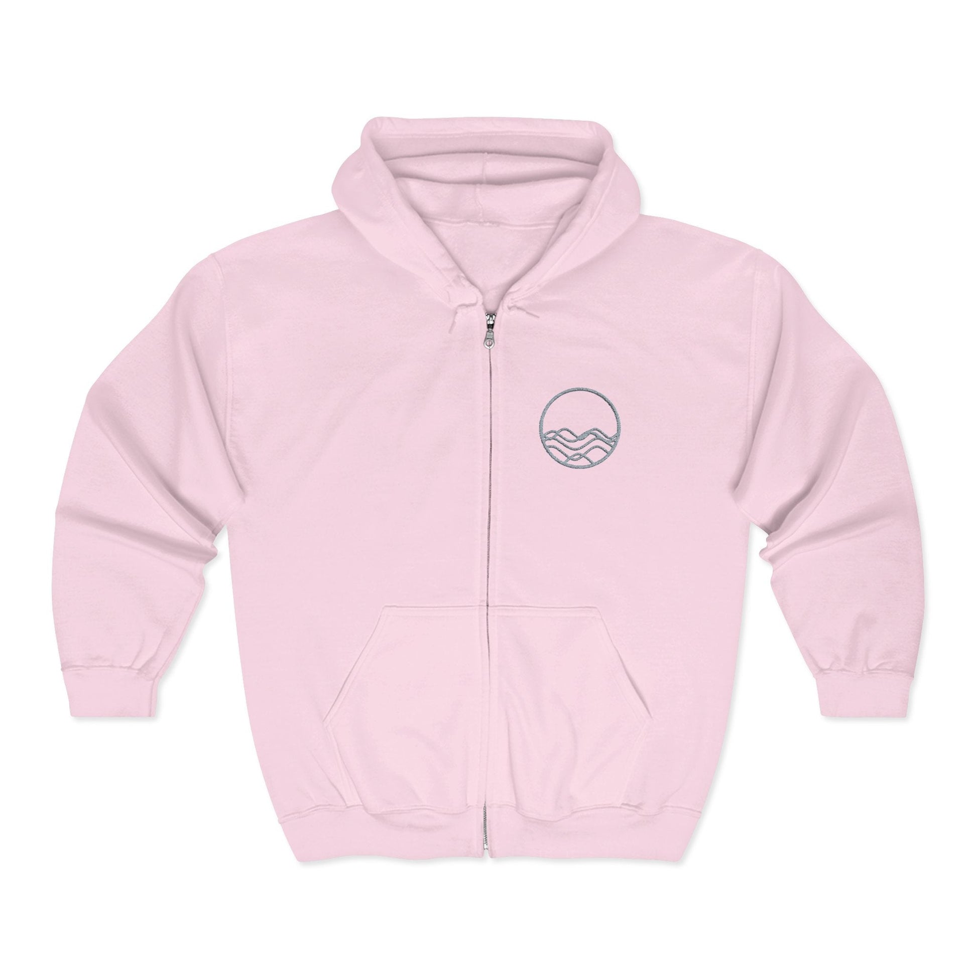 High Tide Embroidered Ocean Wave Unisex Zip Hoodie