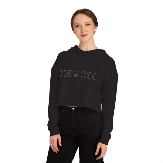 Moon Phase Cropped Hoodie — Women’s Lunar Hooded Sweatshirt