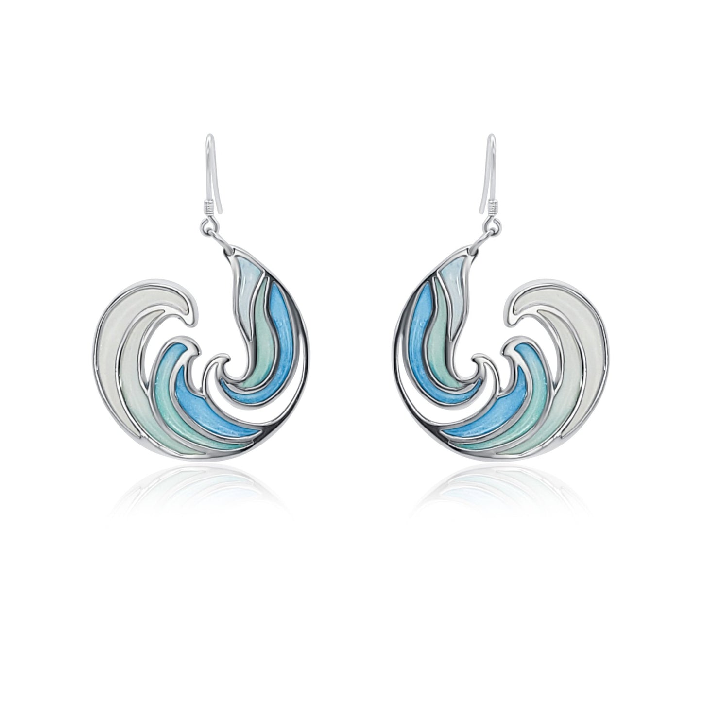 blue Rip Curl Resin and Silver Ocean Surf Wave Earrings