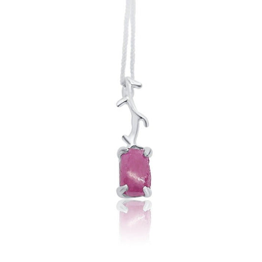 raw natural ruby silver pendant necklace