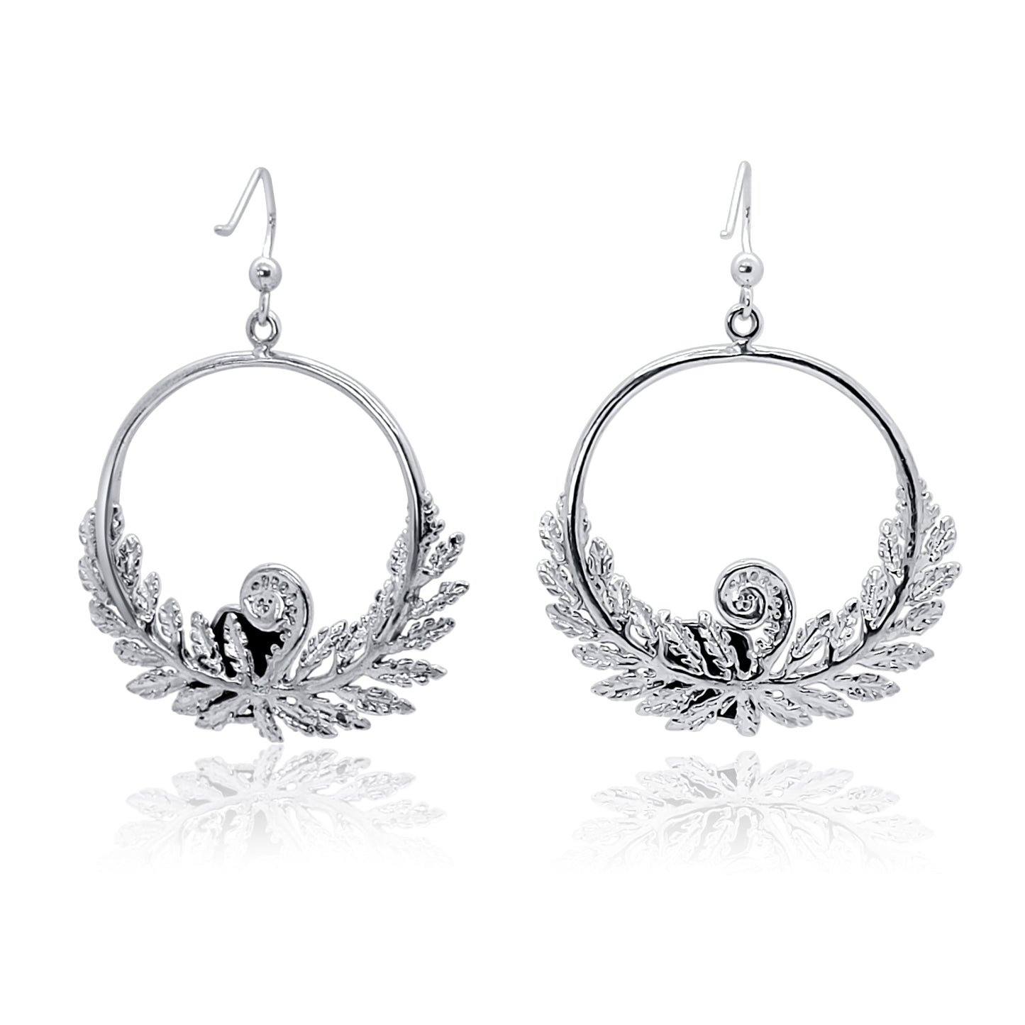 Silver Fern Pendant with Black Tourmaline