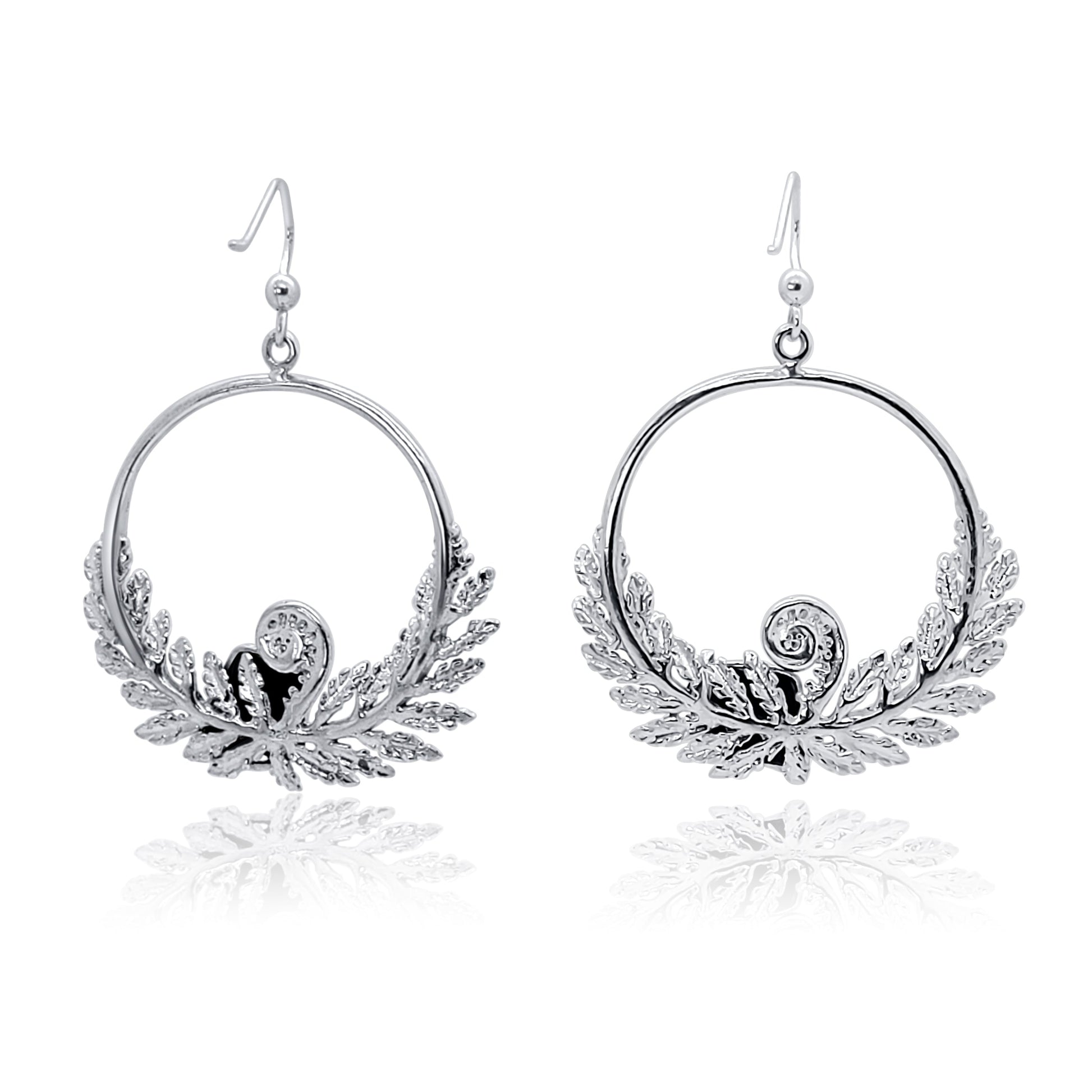 Silver Fern Pendant with Black Tourmaline