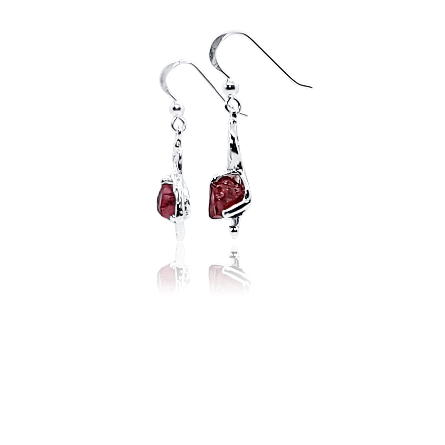 Silver Garnet Dangle Earrings