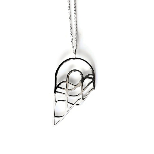 sterling silver half heart wing necklace on silver chain