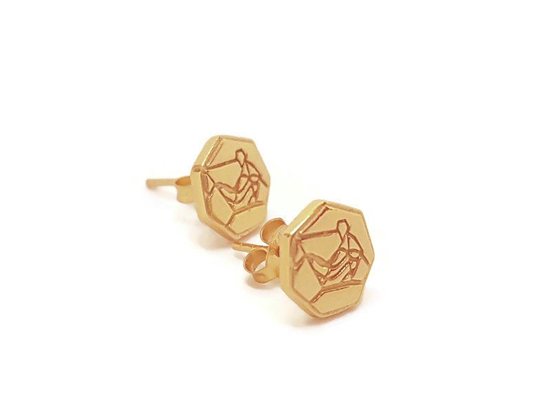 18k plated yellow gold stud earrings, earring studs