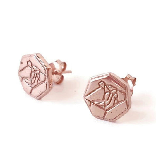 18k plated rose gold stud earrings, earring studs