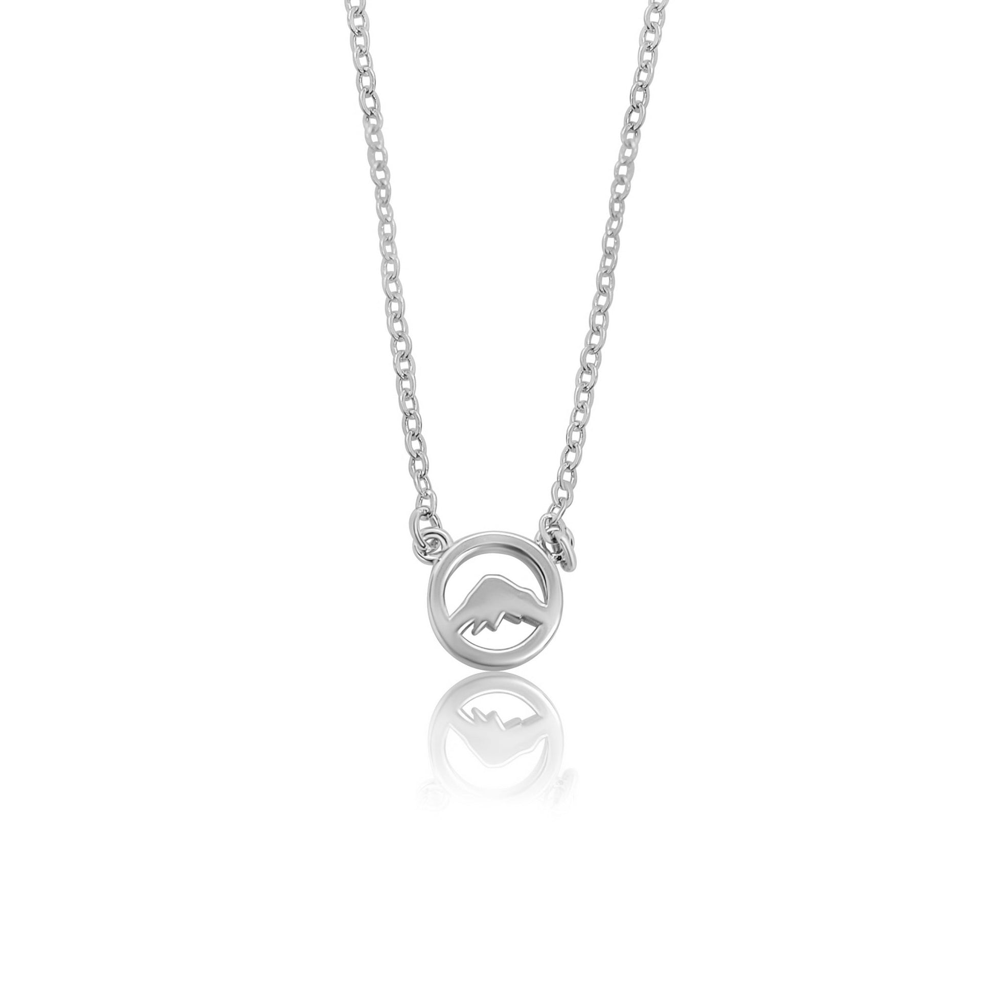 rhodium plated sterling silver Beaumont adjustable small mountain circle  necklace