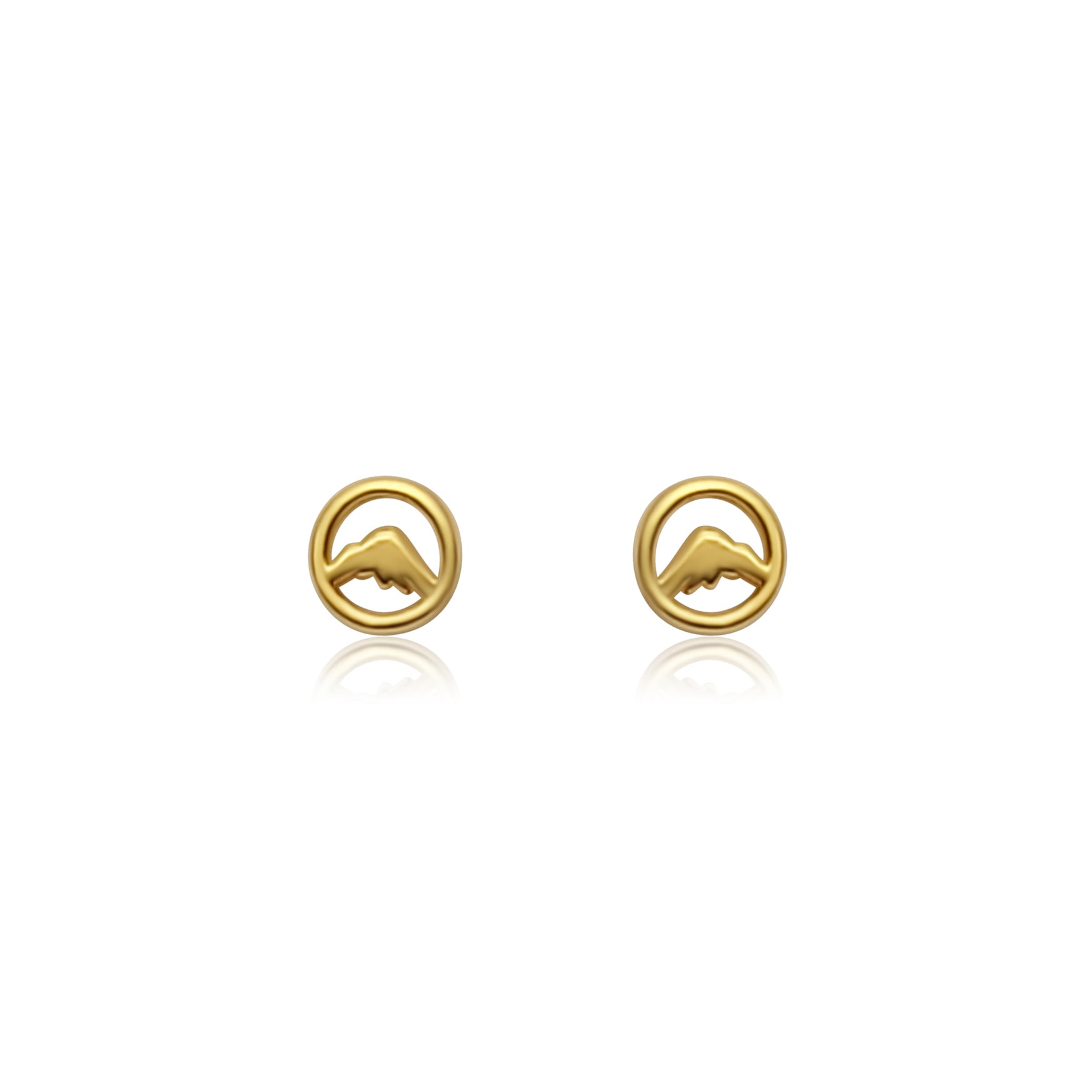 gold plated sterling silver  Beaumont stud earrings with small circle mountain charm