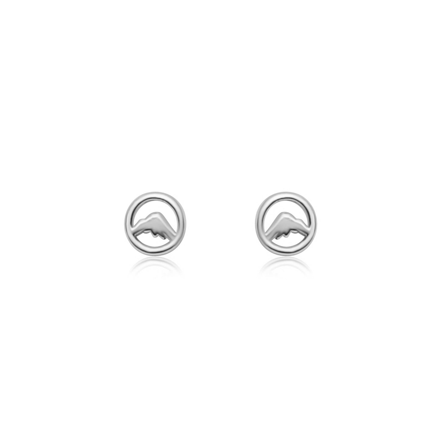 Sterling silver Beaumont stud earrings with small circle mountain charm