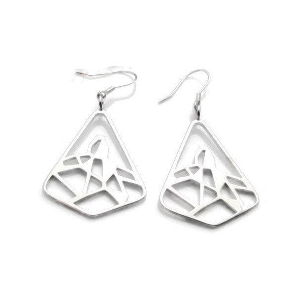 925 sterling silver black tusk mountain hook earrings with white background