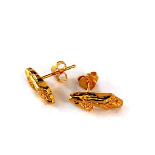 18k plated yellow gold stud earrings, earring studs, post earrings