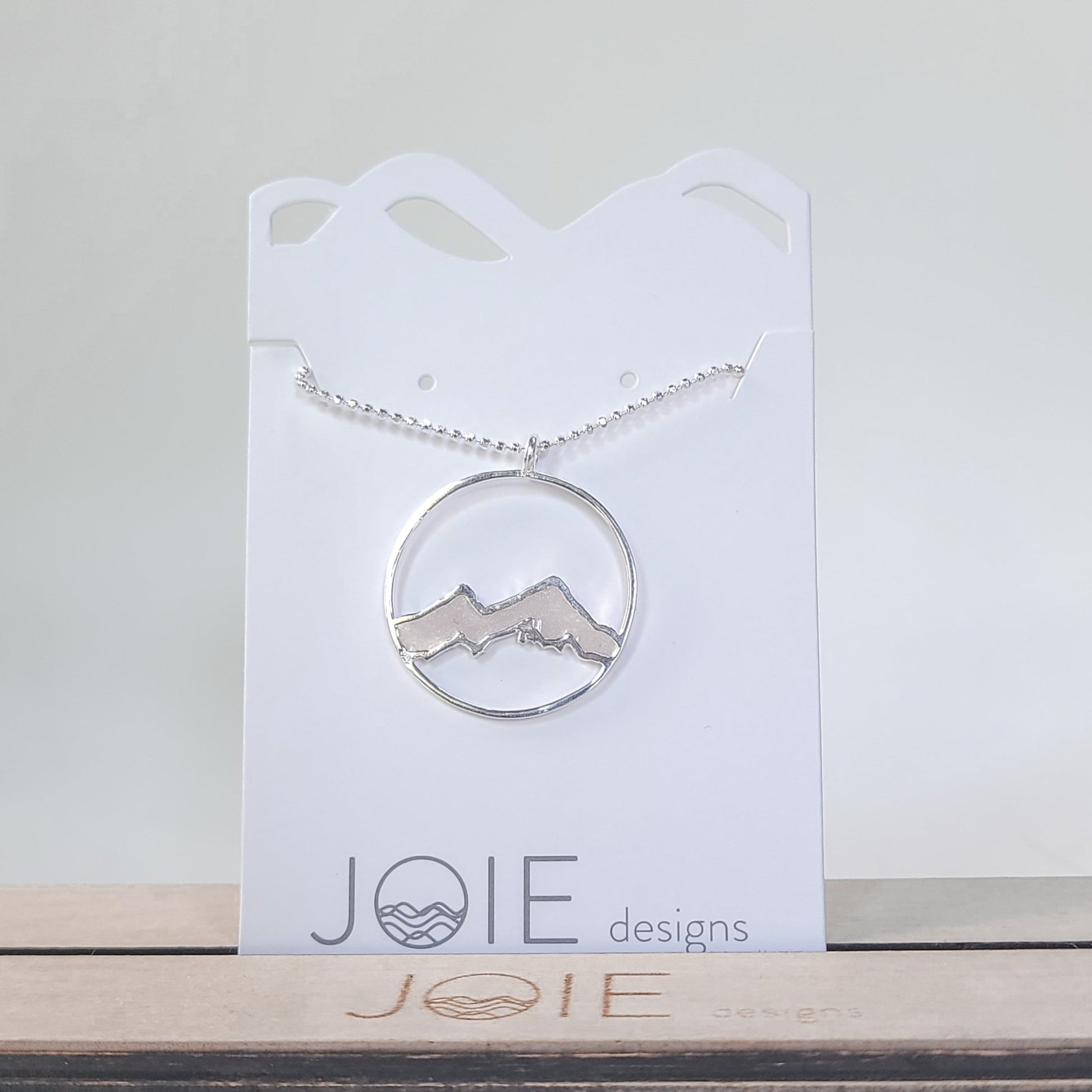 Embellished Alpenglow Mountain Necklace resin and silver (1)
