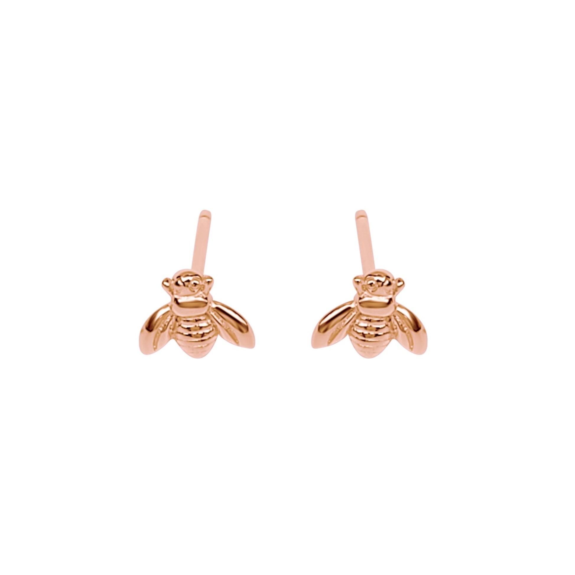 rose gold bee stud earrings