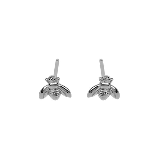 Erlea Bee sterling silver stud earrings. Cute little bees on earring posts.