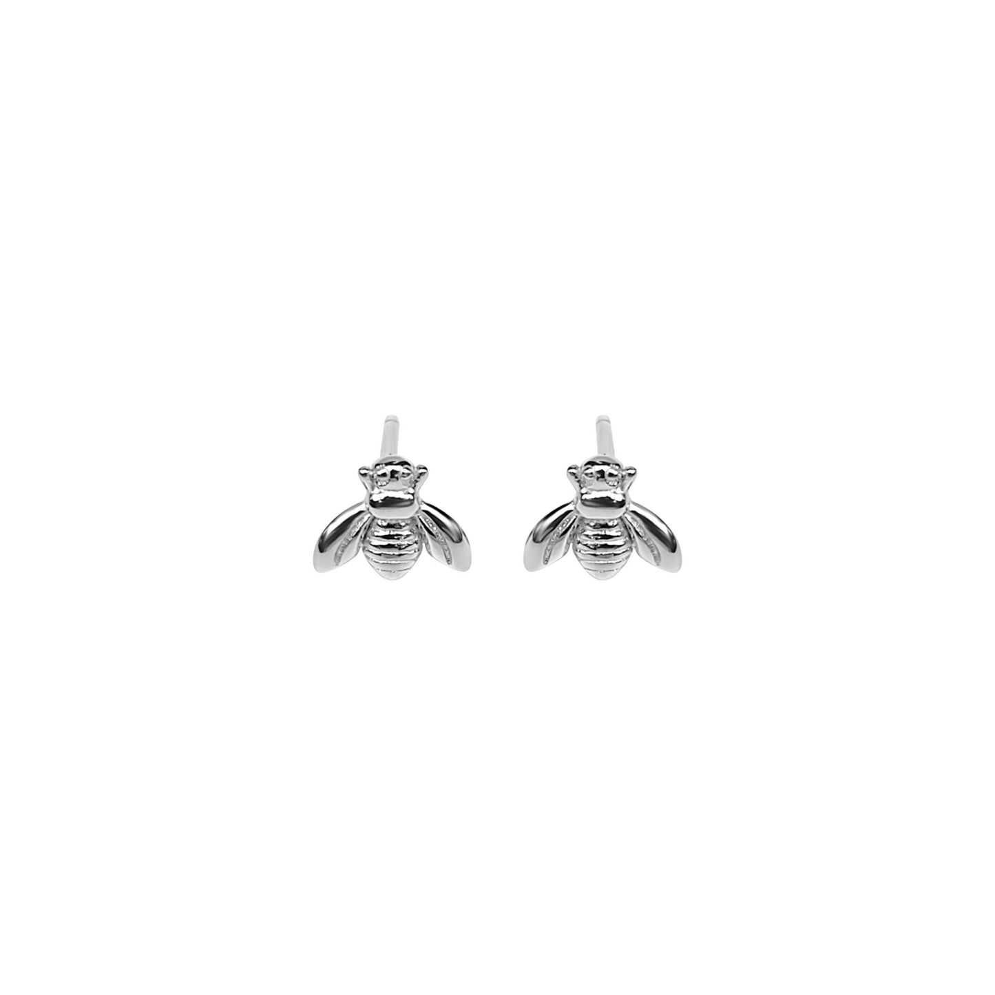 rhodium plated sterling silver cute little bees stud earrings