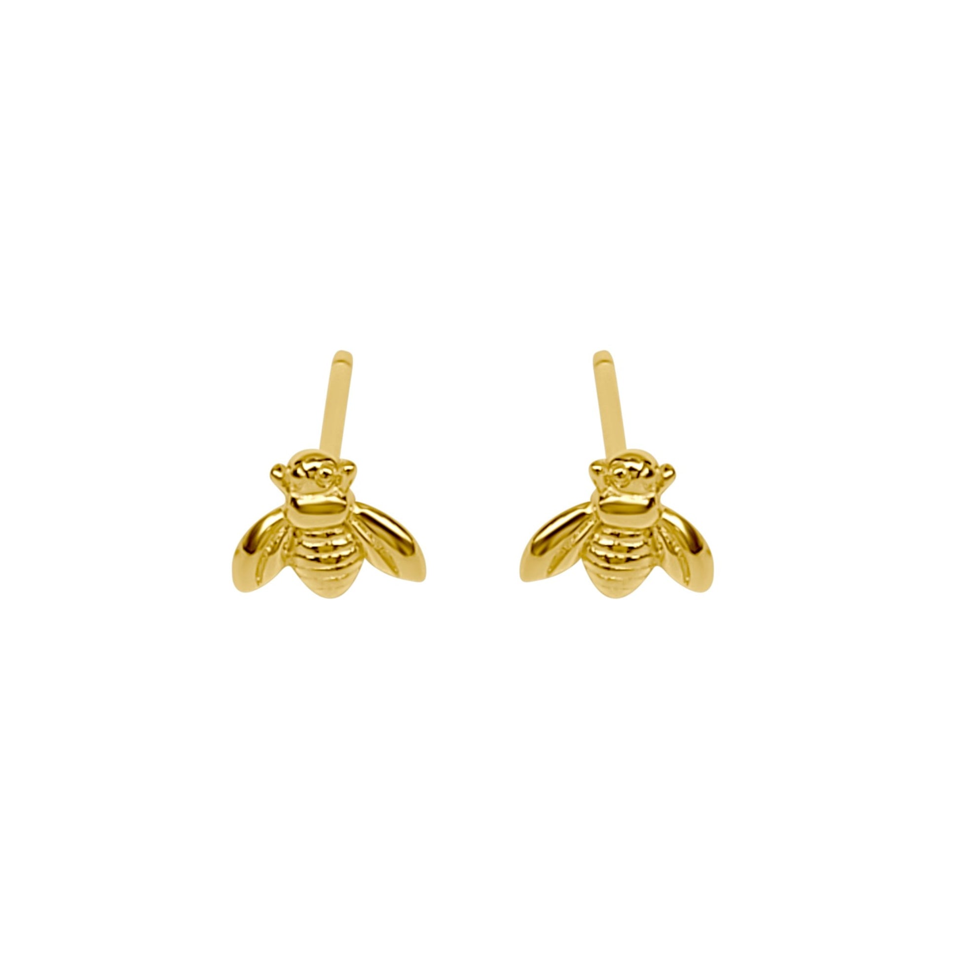 Erlea Bee stud earrings. Cute little gold bees on earring posts.