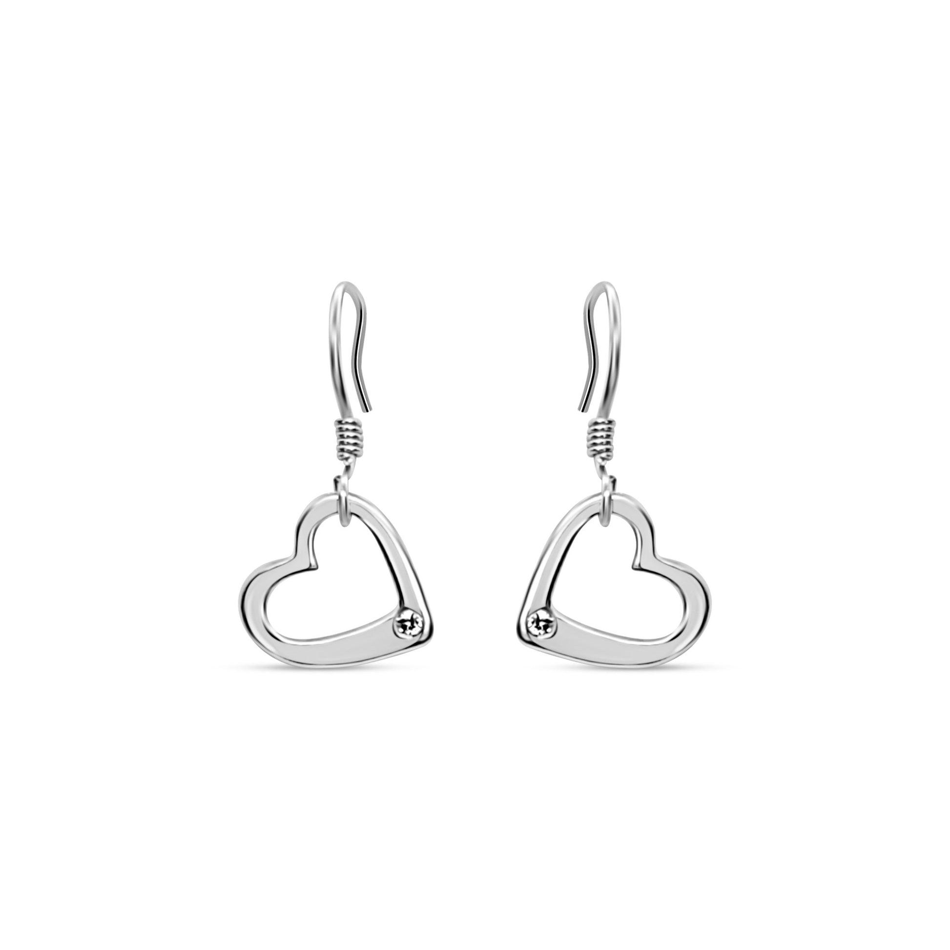 Esme Heart Dangle Earrings with white sapphire gemstone