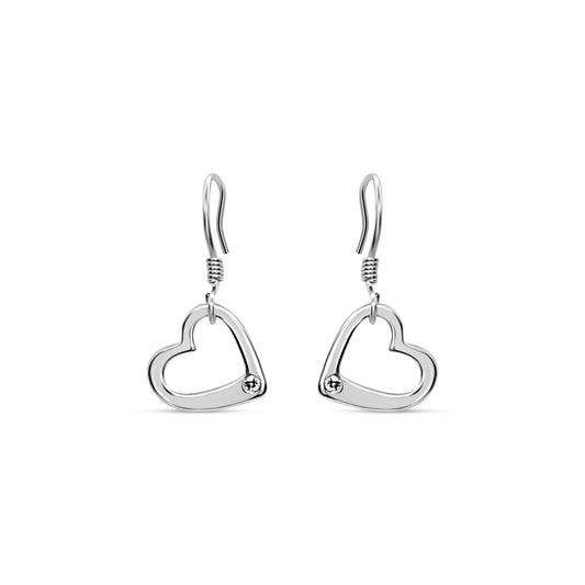 Esme Heart Dangle Earrings with white sapphire gemstone