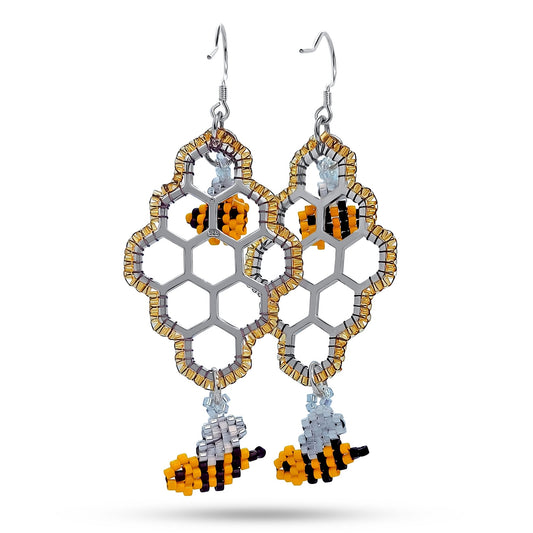 beaded honeycomb earrings