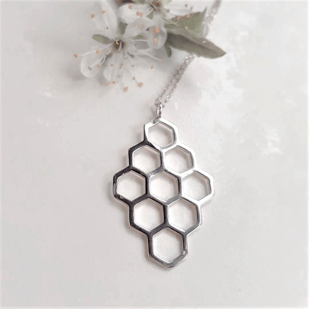 bee inspired sterling silver necklace