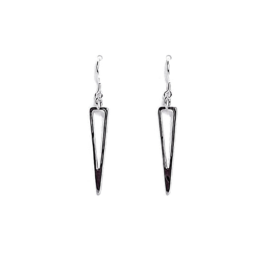 925 sterling silver triangle icicle design earrings on white background