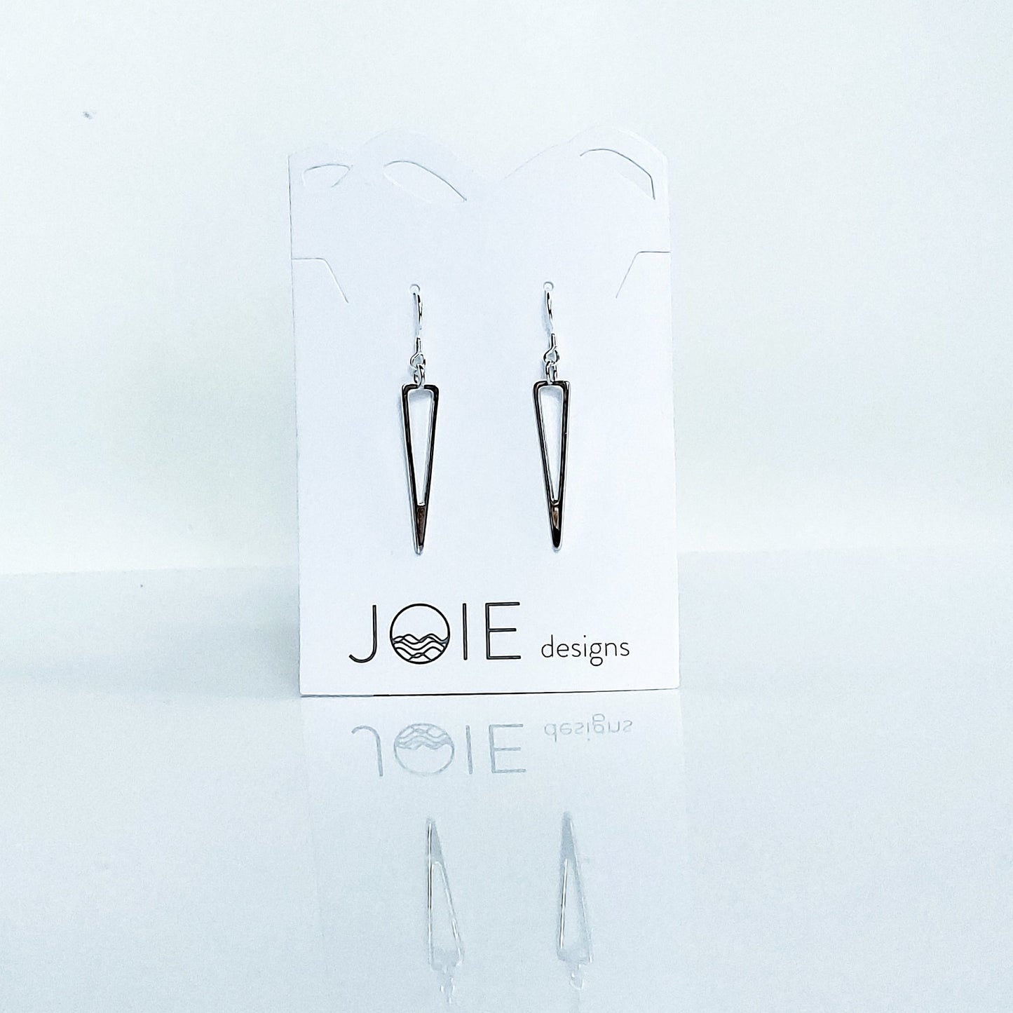 925 sterling silver icicle design earrings showcased on a jewellery card - 2