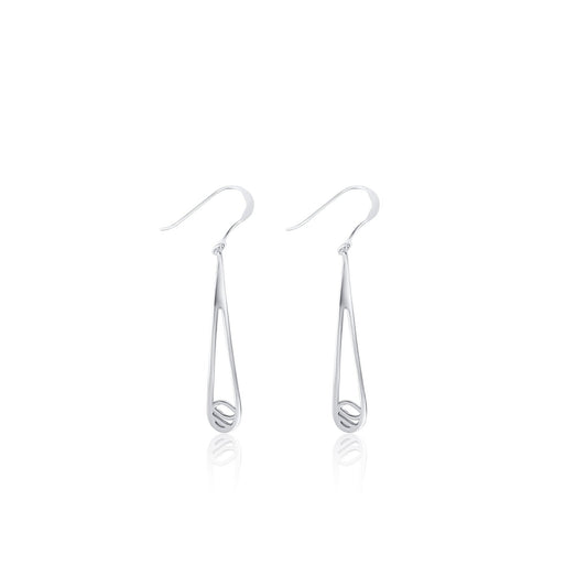 sterling silver water drop rain drop dangle earrings. Modern minimalist design