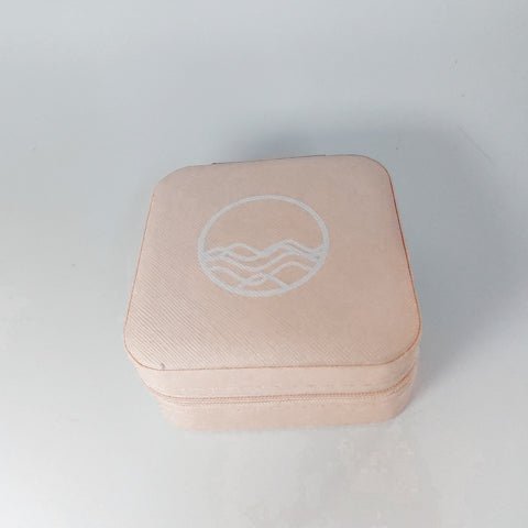 pink vegan leather travel jewelry case