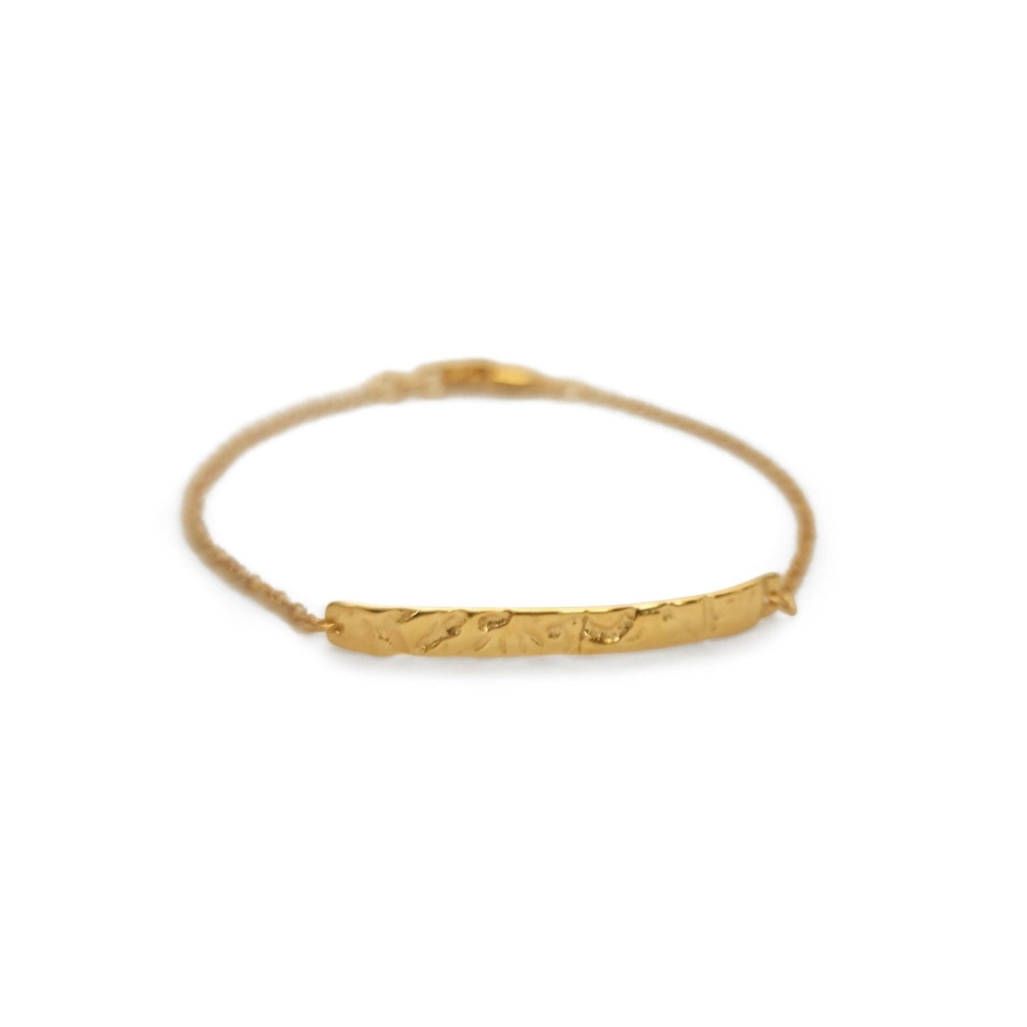 gold plated silver Kayla adjustable bracelet with natural wood texture