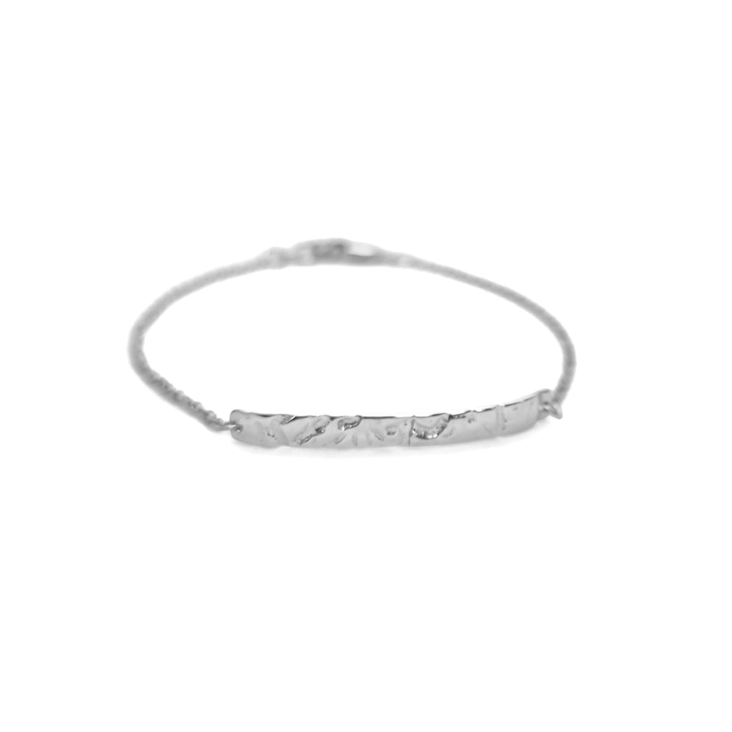 Sterling silver Kayla adjustable bracelet with natural wood texture