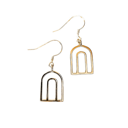 Gold Kiki Double rainbow sterling silver dangly earrings 