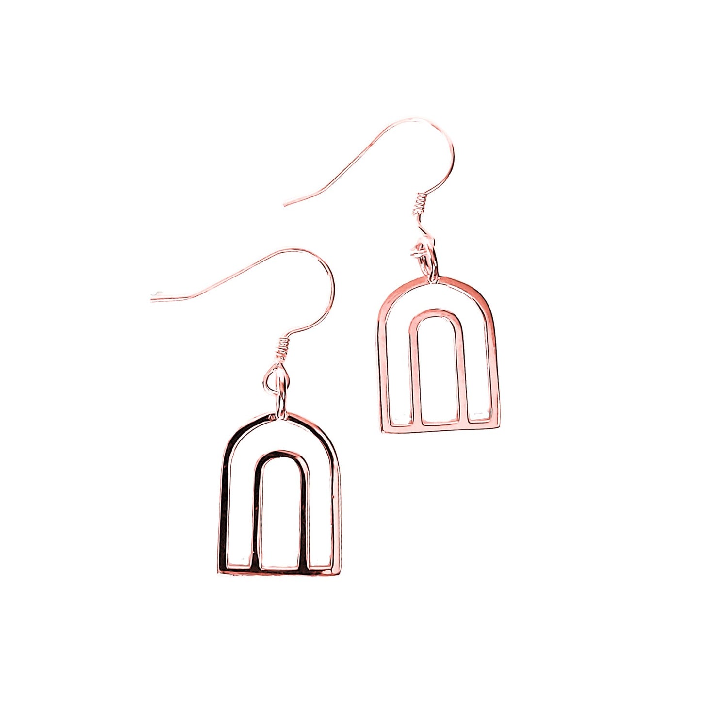 rose gold plated Kiki Double rainbow sterling silver dangly earrings 