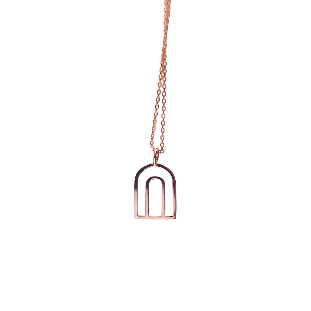 rose gold plated Kiki Double Happiness sterling silver Rainbow Pendant necklace 