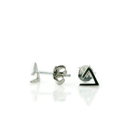925 sterling silver Kimberly minimalist mountain design triangle stud earrings on white background