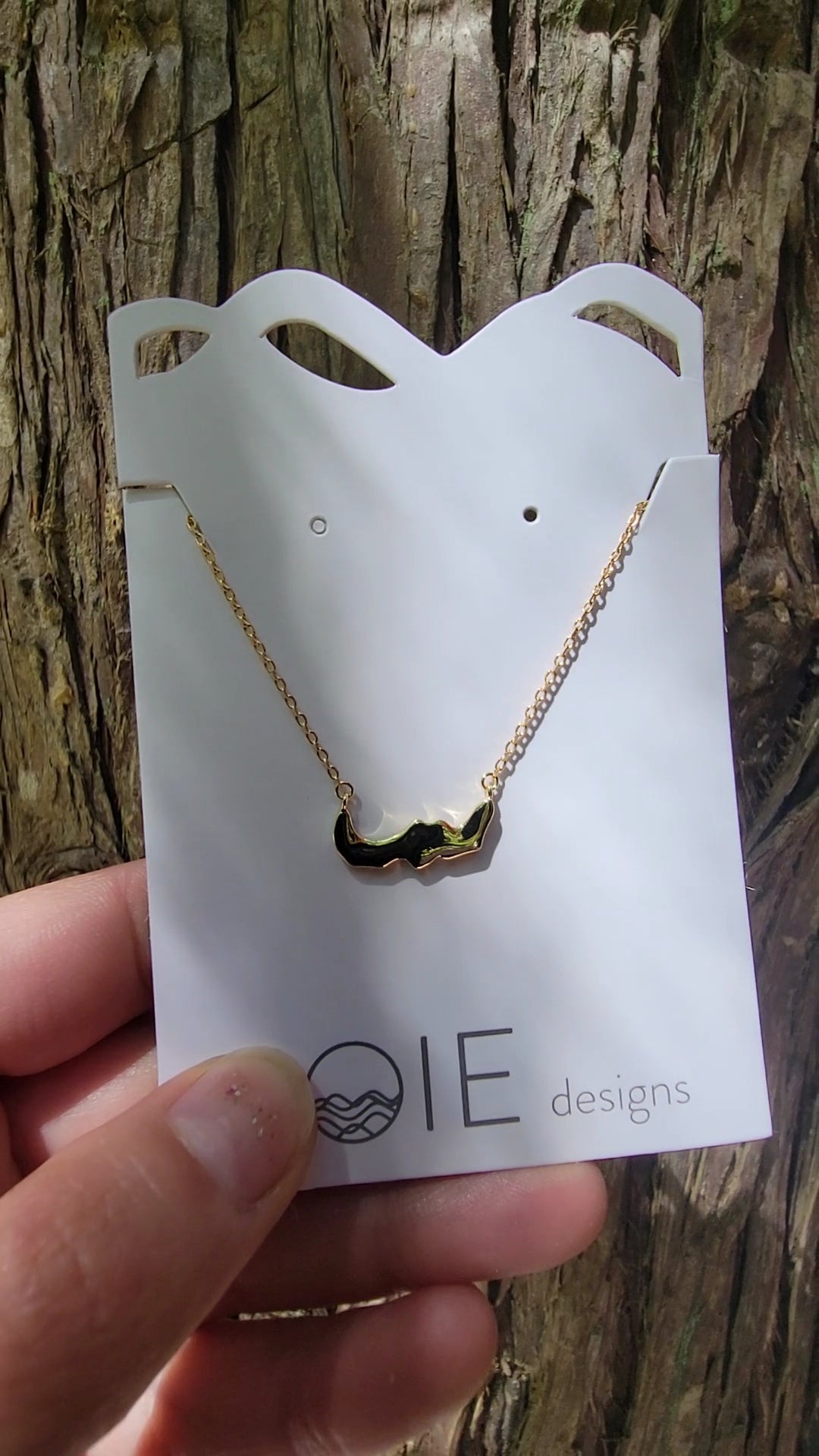 gold plated sterling silver Savary Island map adjustable necklace